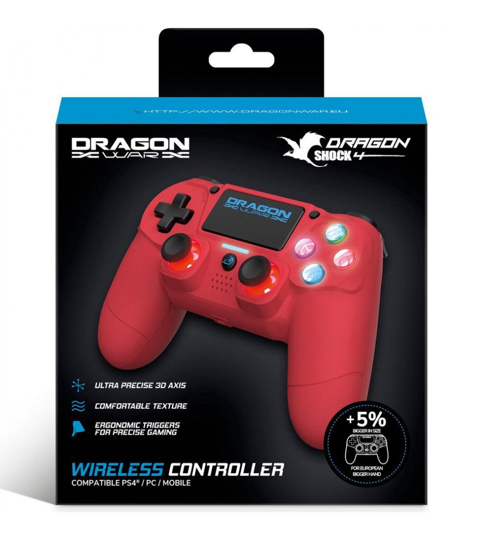 DRAGONWAR Dragon Shock 4 Wireless Controller Compatible For PS4/PC/Mobile (Red) (GSPS4-RD) - DataBlitz