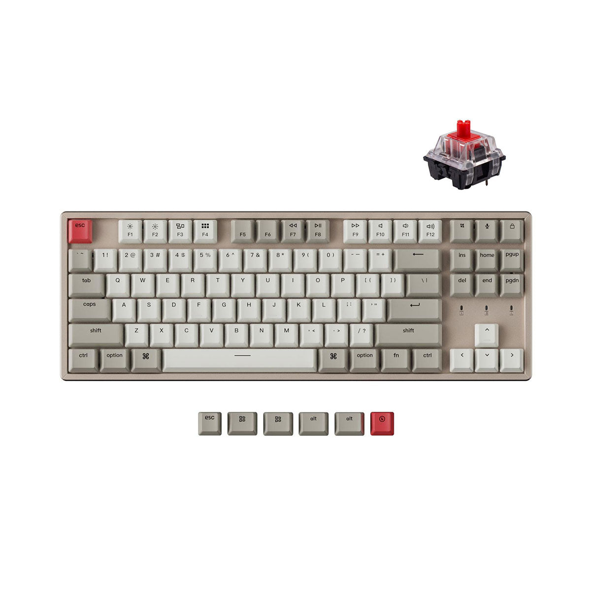 Keychron K8 Non-Backlight Aluminum Wireless Mechanical Keyboard (Gateron Red Switch) (K8L1)