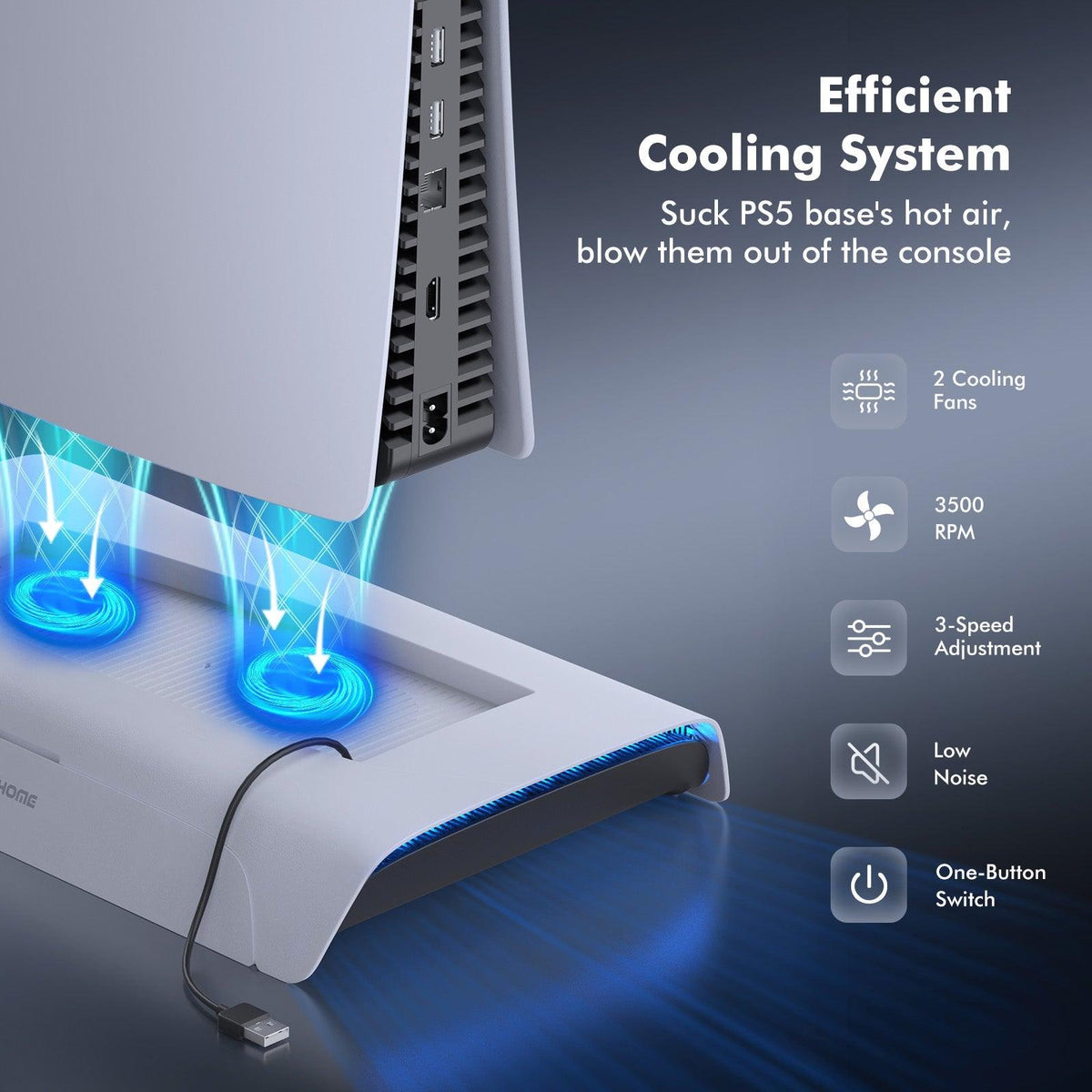 Kiwihome RGB Cooling Stand With Dual Controller Charger For PS5 (PB01/WHITE/HJT-422) - DataBlitz
