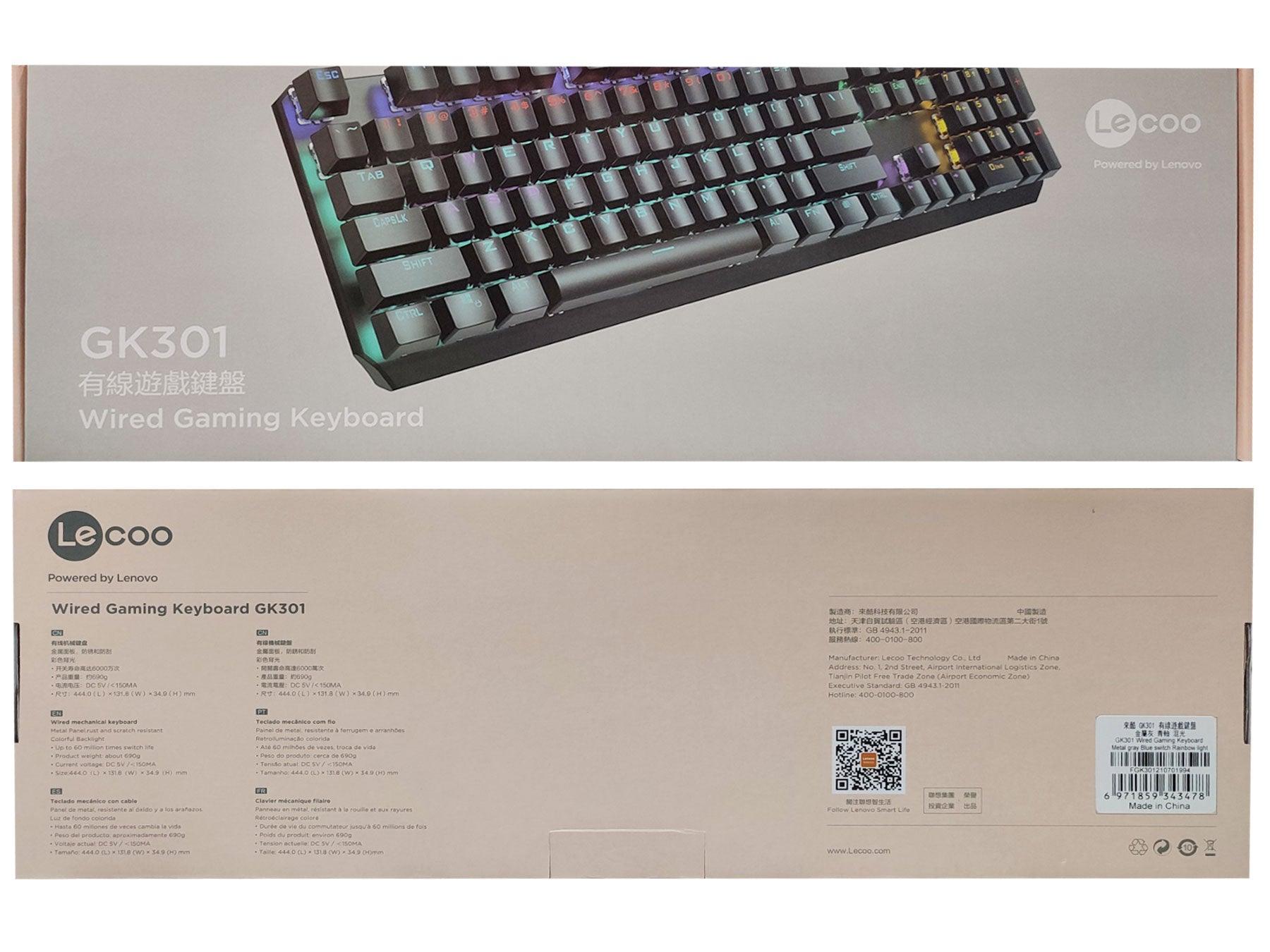 LECOO GK301 WIRED GAMING METAL GRAY KEYBOARD (BLUE SWITCH) - DataBlitz