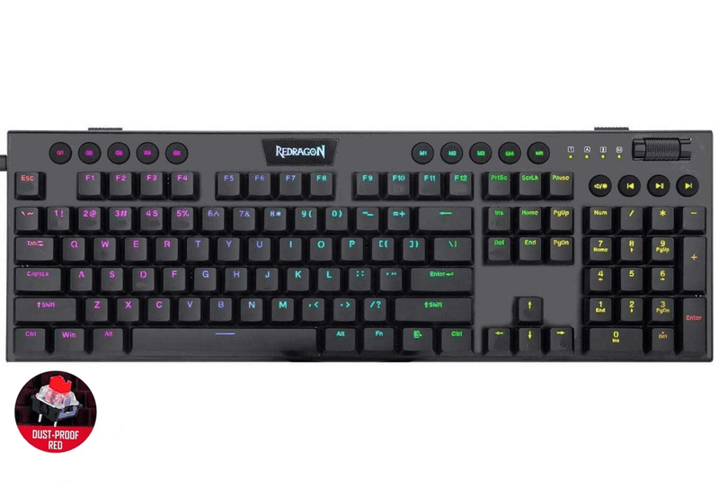 REDRAGON HORUS MECHANICAL GAMING KEYBOARD (BLACK) (DUST-PROOF RED SWITCH) (K618-RGB) - DataBlitz