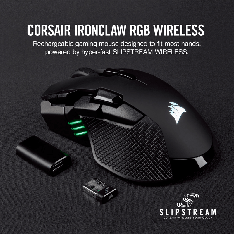 CORSAIR IRONCLAW RGB WIRELESS RECHARGEABLE GAMING MOUSE WITH SLIPSTREAM TECHNOLOGY - DataBlitz