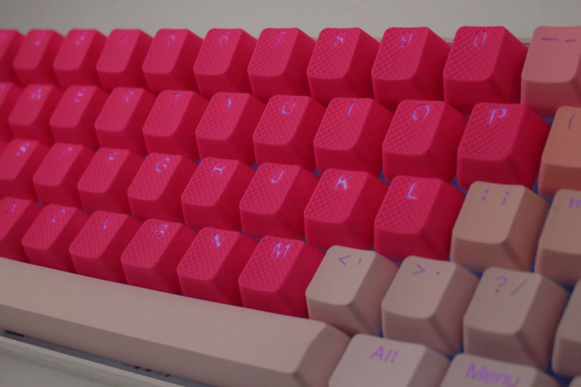 TAIHAO RUBBER DOUBLE SHOT BACKLIT GAMING KEYCAPS SET FOR CHERRY MX SWITCH TYPE (42-KEYS) (NEON PINK) - DataBlitz