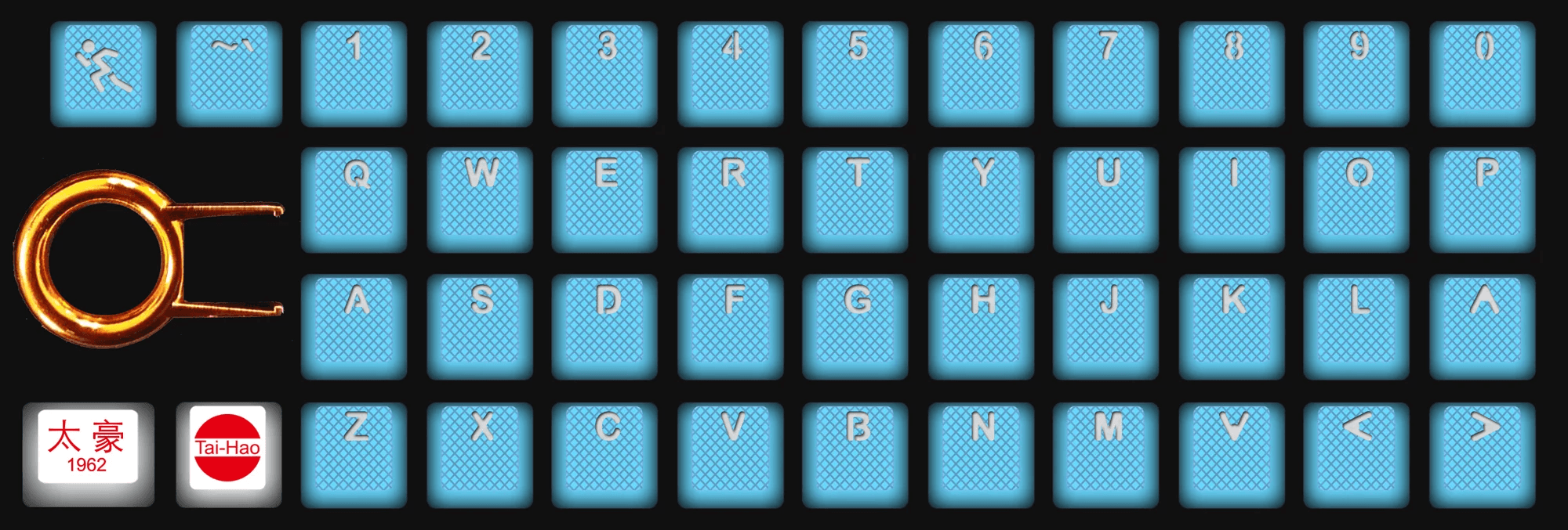 TAIHAO RUBBER DOUBLE SHOT BACKLIT GAMING KEYCAPS SET FOR CHERRY MX SWITCH TYPE (42-KEYS) (NEON BLUE) - DataBlitz