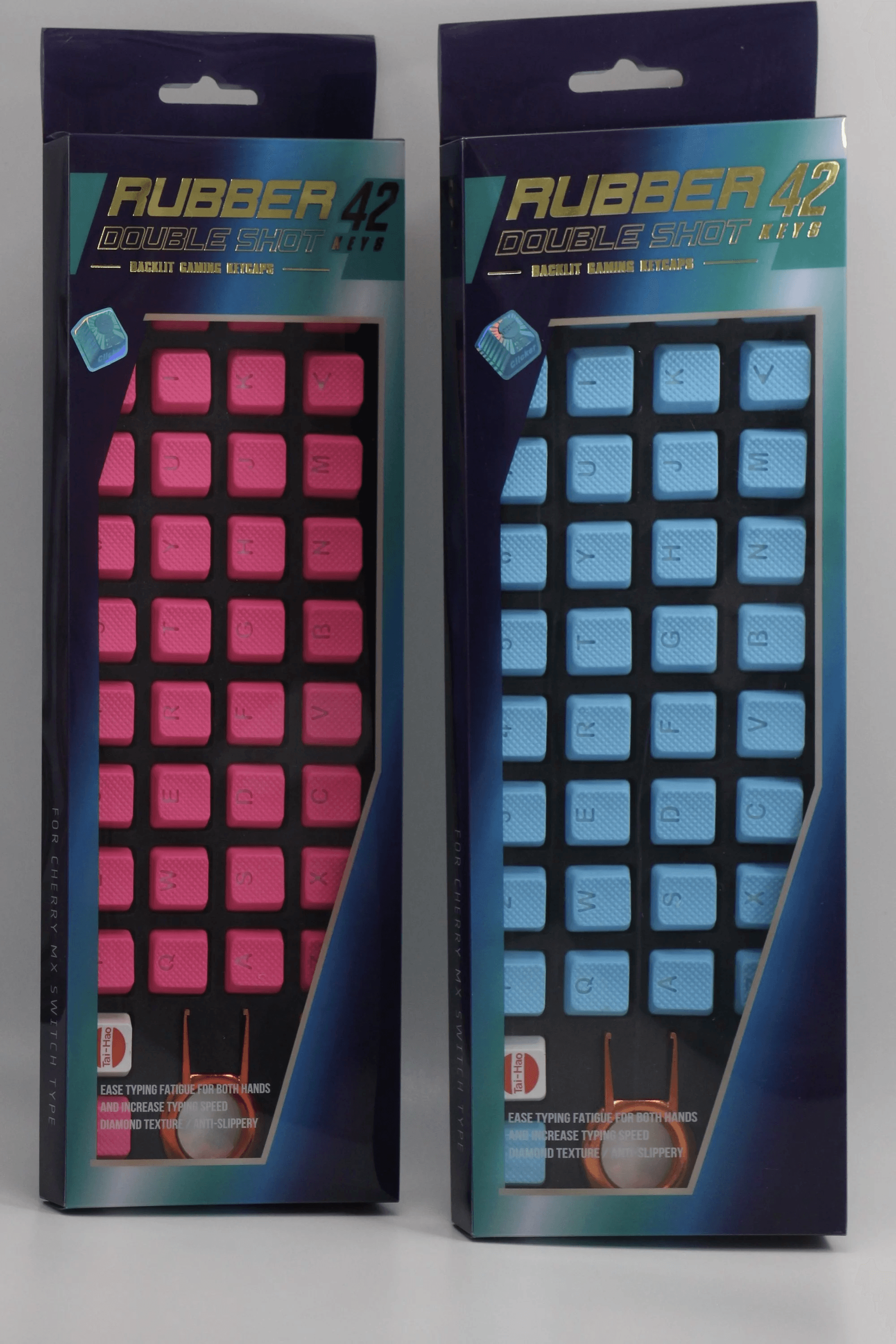 TAIHAO RUBBER DOUBLE SHOT BACKLIT GAMING KEYCAPS SET FOR CHERRY MX SWITCH TYPE (42-KEYS) (NEON BLUE) - DataBlitz