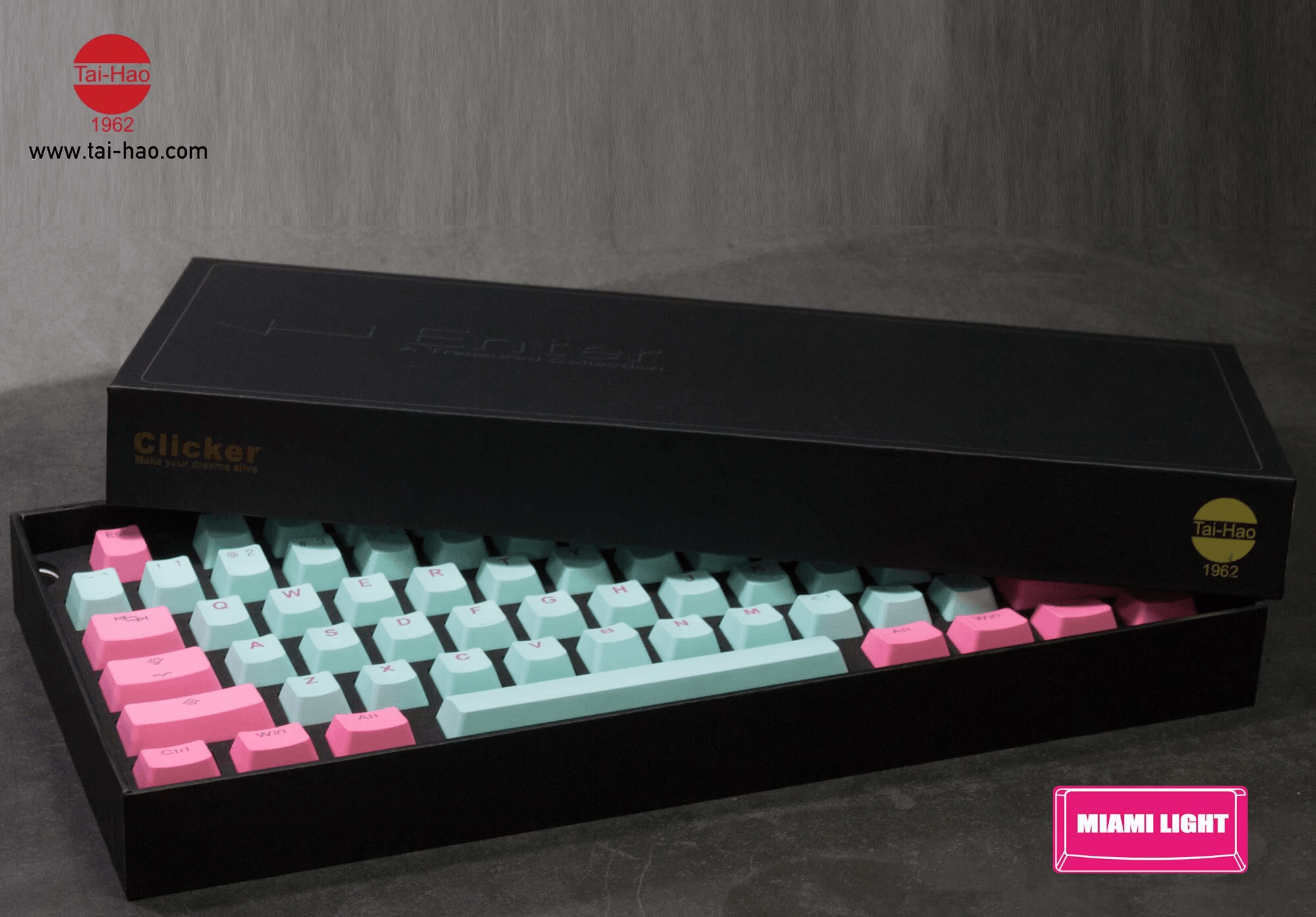 TAIHAO DOUBLE SHOT PBT BACKLIT KEYCAPS SET FOR CHERRY MX SWITCH (116-KEYS) (MIAMI LIGHTS) (C22BU201) - DataBlitz