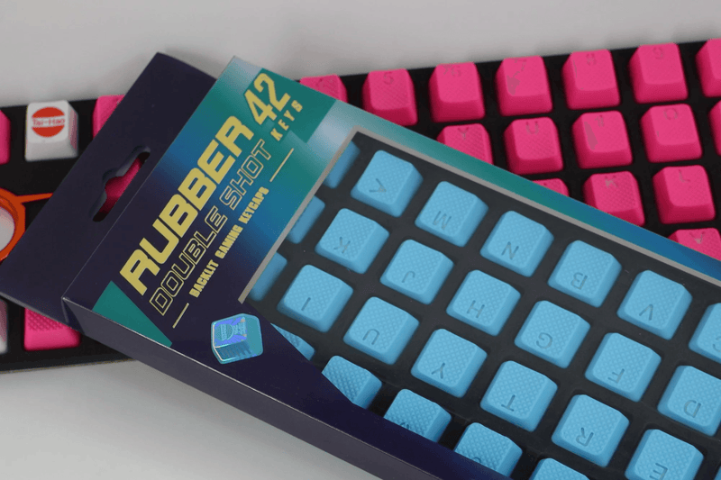 TAIHAO RUBBER DOUBLE SHOT BACKLIT GAMING KEYCAPS SET FOR CHERRY MX SWITCH TYPE (42-KEYS) (NEON BLUE) - DataBlitz