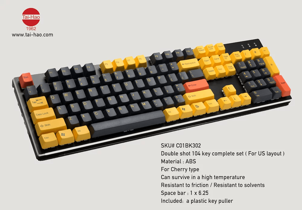 TAIHAO DOUBLE SHOT ABS KEYCAPS SET FOR CHERRY MX SWITCH (104-KEYS) (YELLOW SUBMARINE) (C01BK302) - DataBlitz