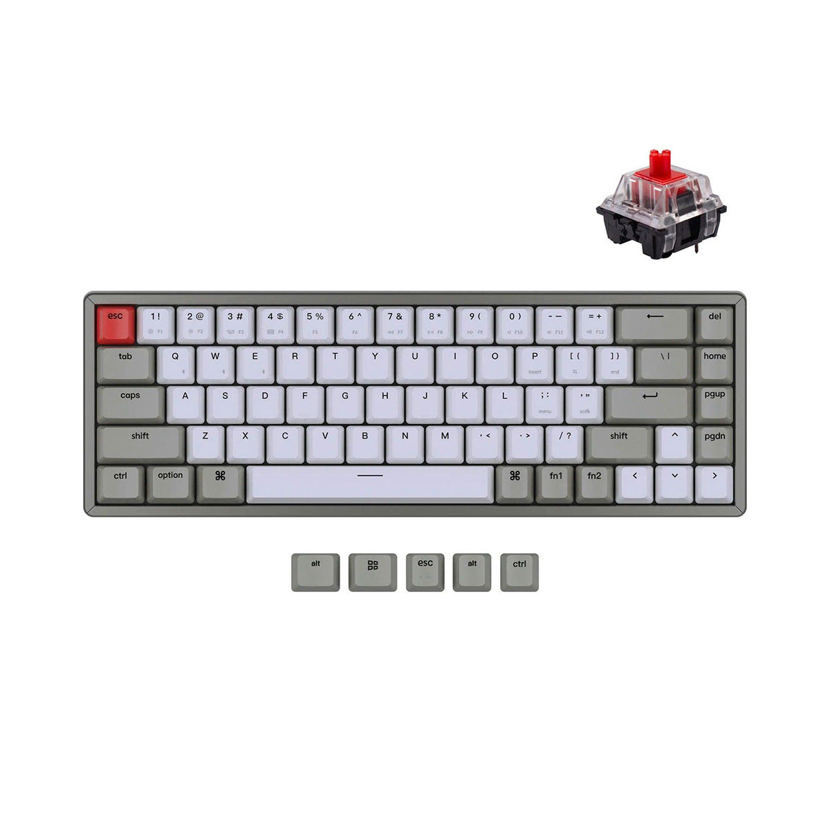 Keychron K6 Non-Backlight Aluminum Wireless Mechanical Keyboard (Gateron Red Switch) (K6L1)