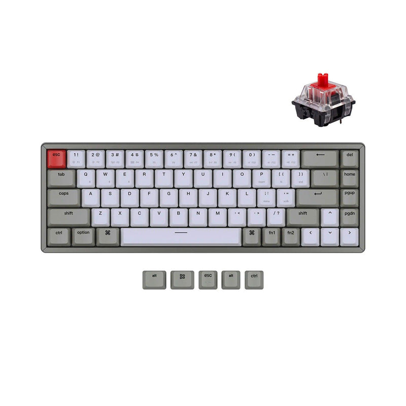 Keychron K6 Non-Backlight Aluminum Wireless Mechanical Keyboard (Gateron Red Switch) (K6L1)