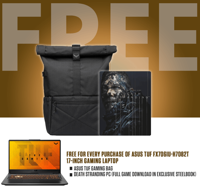 ASUS TUF FX706IU-H7082T 17.3" GAMING LAPTOP W/ BAG + DEATH STRANDING (PC-DIGITAL) - DataBlitz