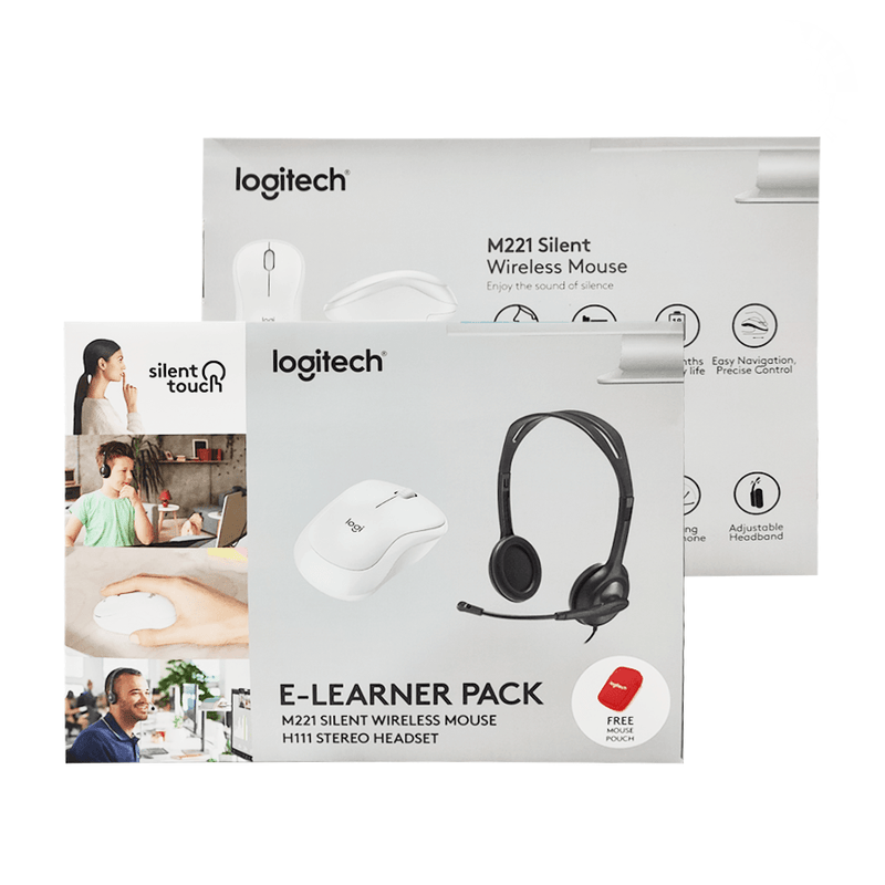 LOGITECH E-LEARNER PACK B M221 (OFF-WHITE) + H111+ LE MOUSE POUCH BUNDLE - DataBlitz