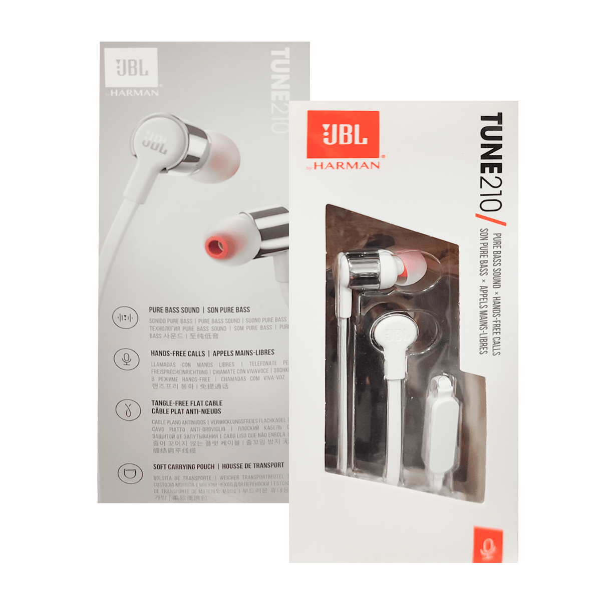 JBL TUNE 210 IN-EAR HEADPHONE WITH ONE-BUTTON REMOTE/MIC (WHITE/GRAY) - DataBlitz