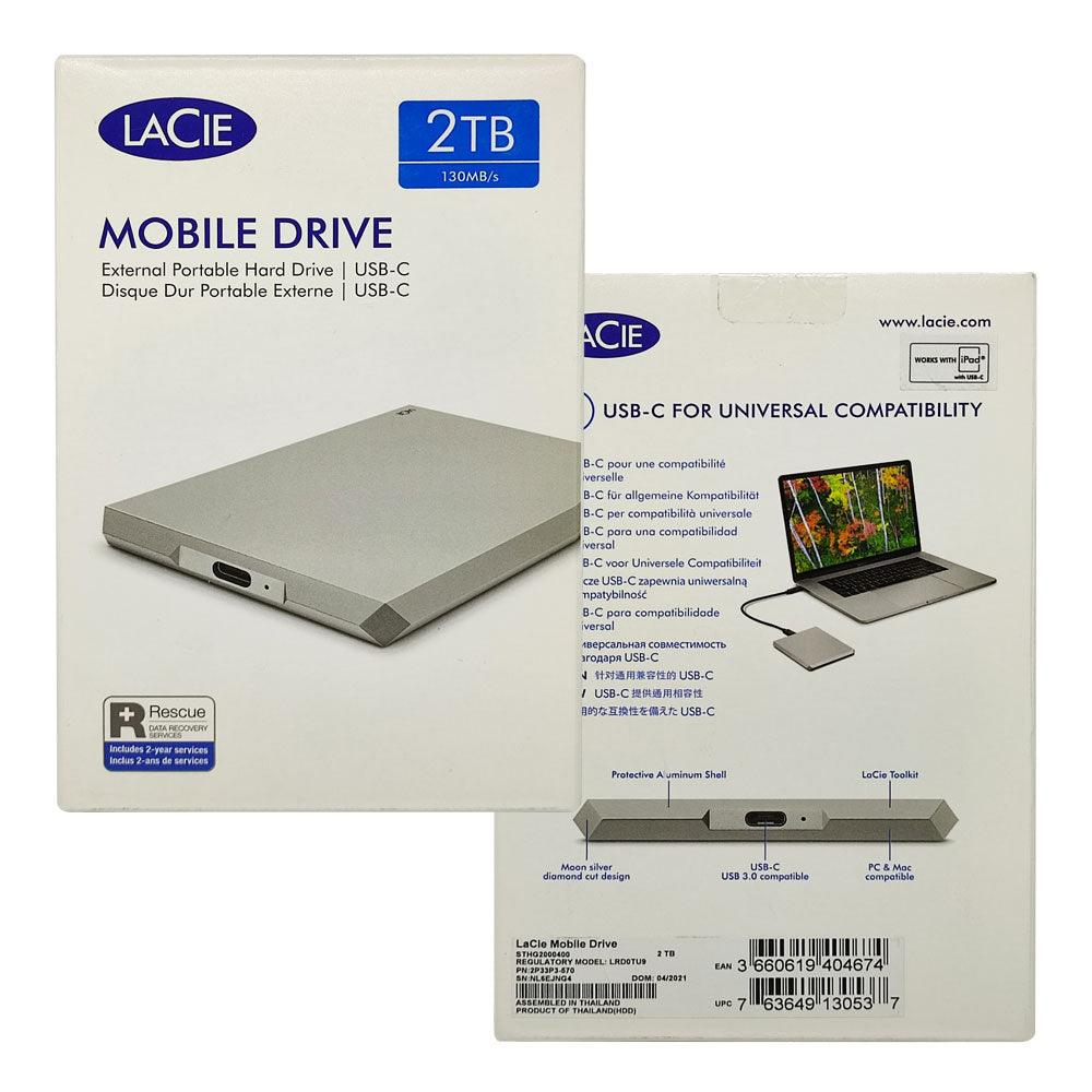 SEAGATE LACIE 2TB USB 3.1 TYPE-C PORTABLE EXTERNAL MOBILE HARD DRIVE (STHG2000400) - DataBlitz