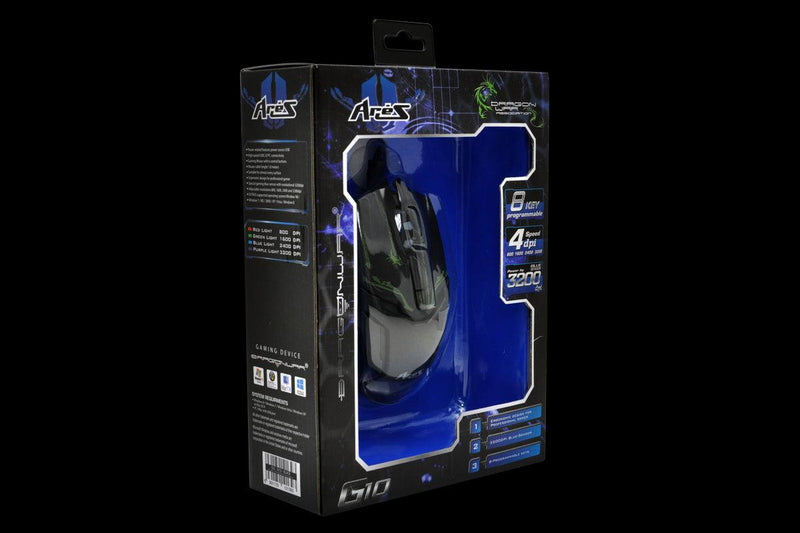 Elephant Dragonwar Ares Bluesensor Gaming Mouse Black (ELE-G10-BLACK) - DataBlitz