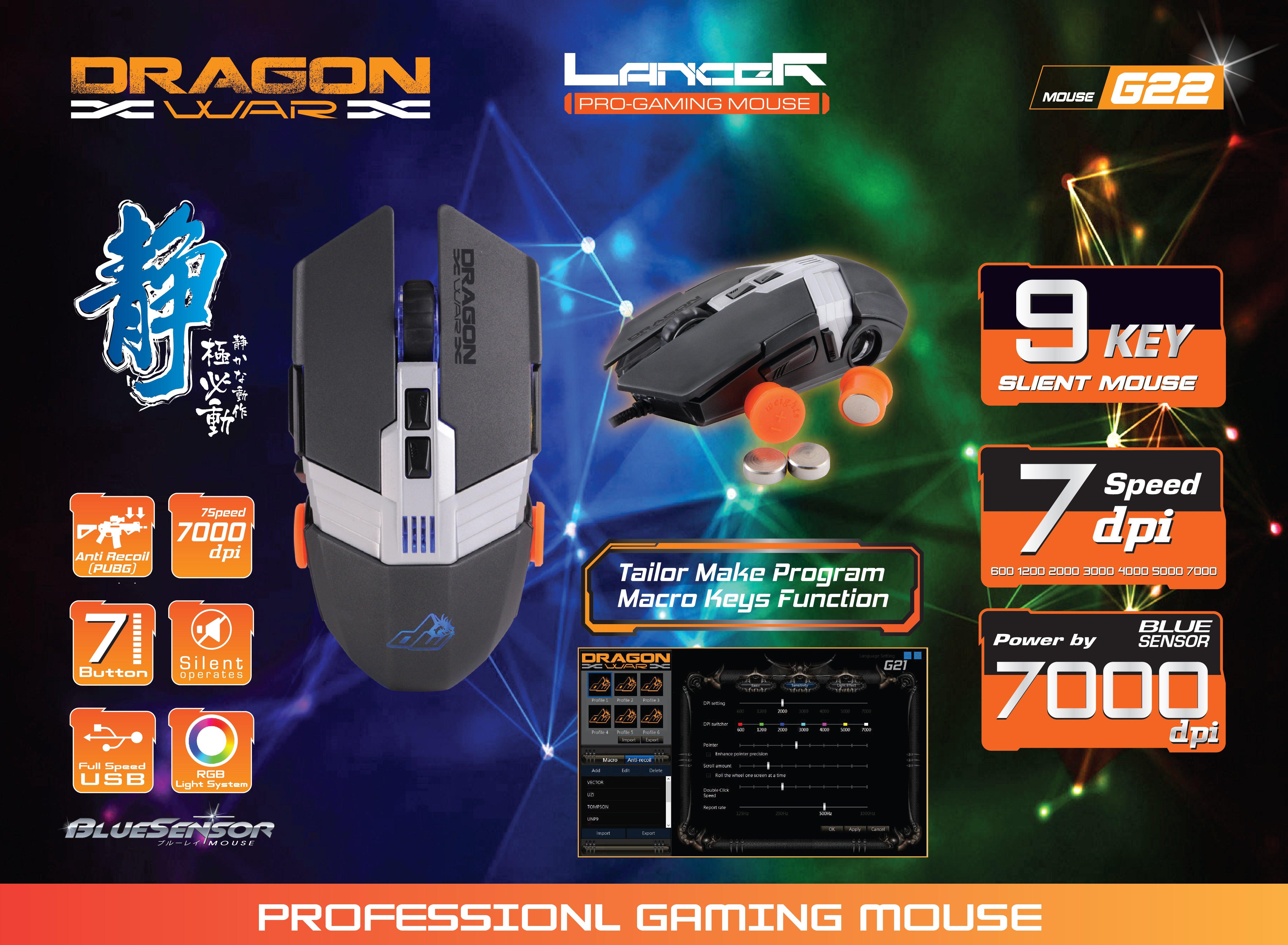 Dragon War Lancer Pro Gaming Mouse Gray (ELE-G22) - DataBlitz