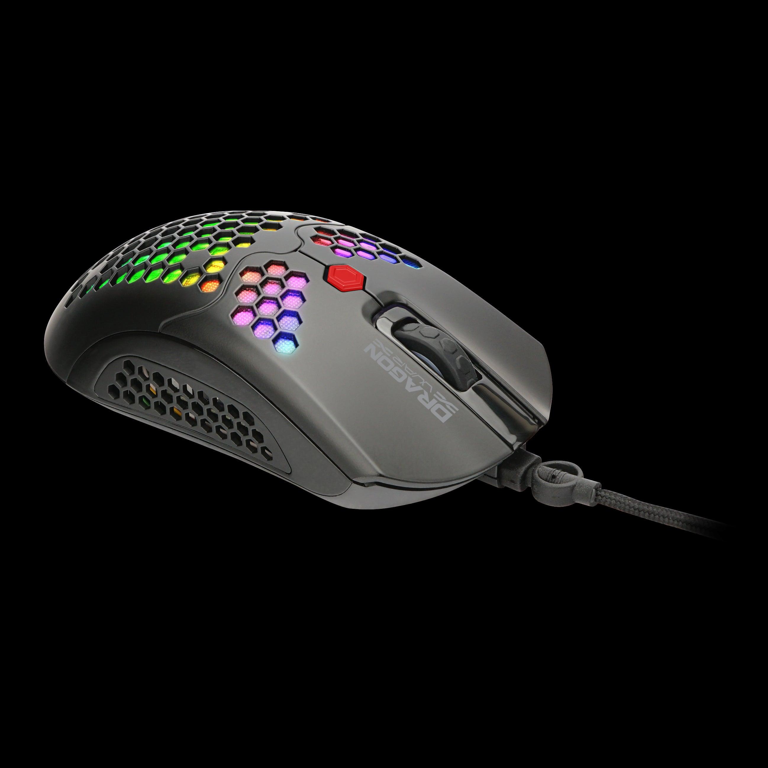 DRAGONWAR ULTRA LIGHT HONEYCOMB RGB PHOENIX PRO GAMING MOUSE BLACK (ELE-G25-BK) - DataBlitz