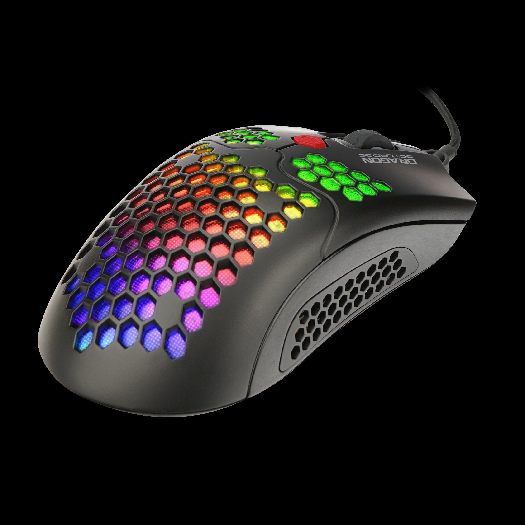 DRAGONWAR ULTRA LIGHT HONEYCOMB RGB PHOENIX PRO GAMING MOUSE BLACK (ELE-G25-BK) - DataBlitz