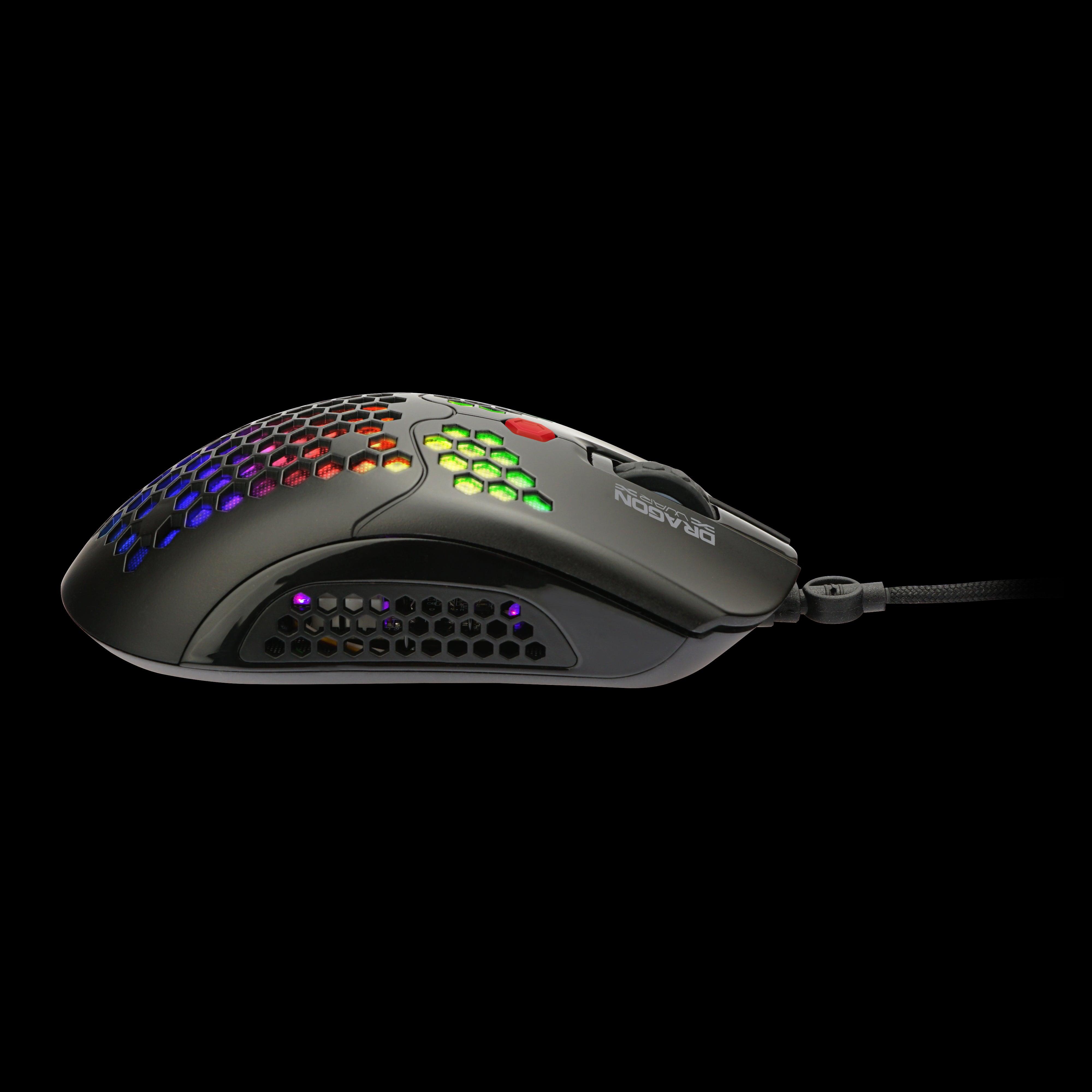 DRAGONWAR ULTRA LIGHT HONEYCOMB RGB PHOENIX PRO GAMING MOUSE BLACK (ELE-G25-BK) - DataBlitz