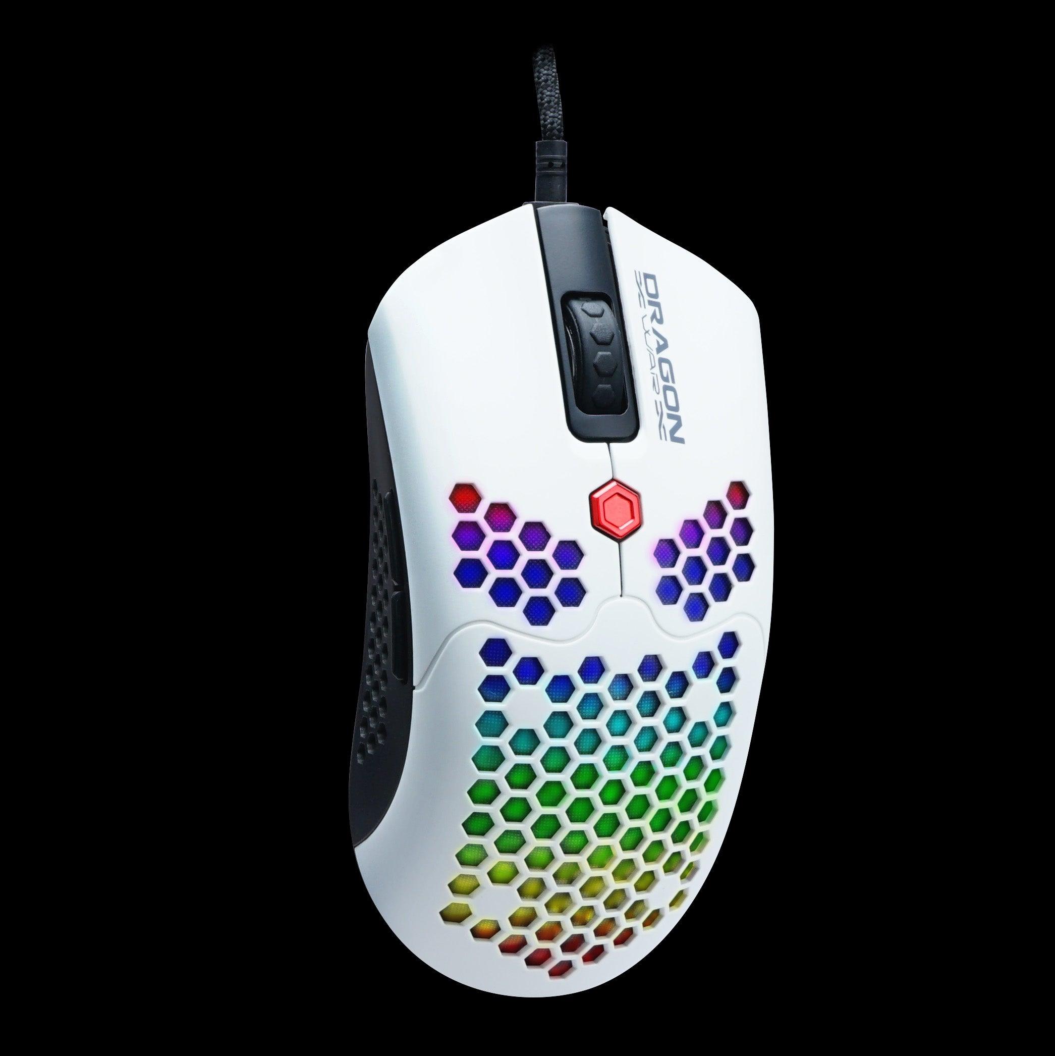 Dragonwar Ultra Light Honeycomb RGB Phoenix Pro Gaming Mouse White (ELE-G25-WH) - DataBlitz