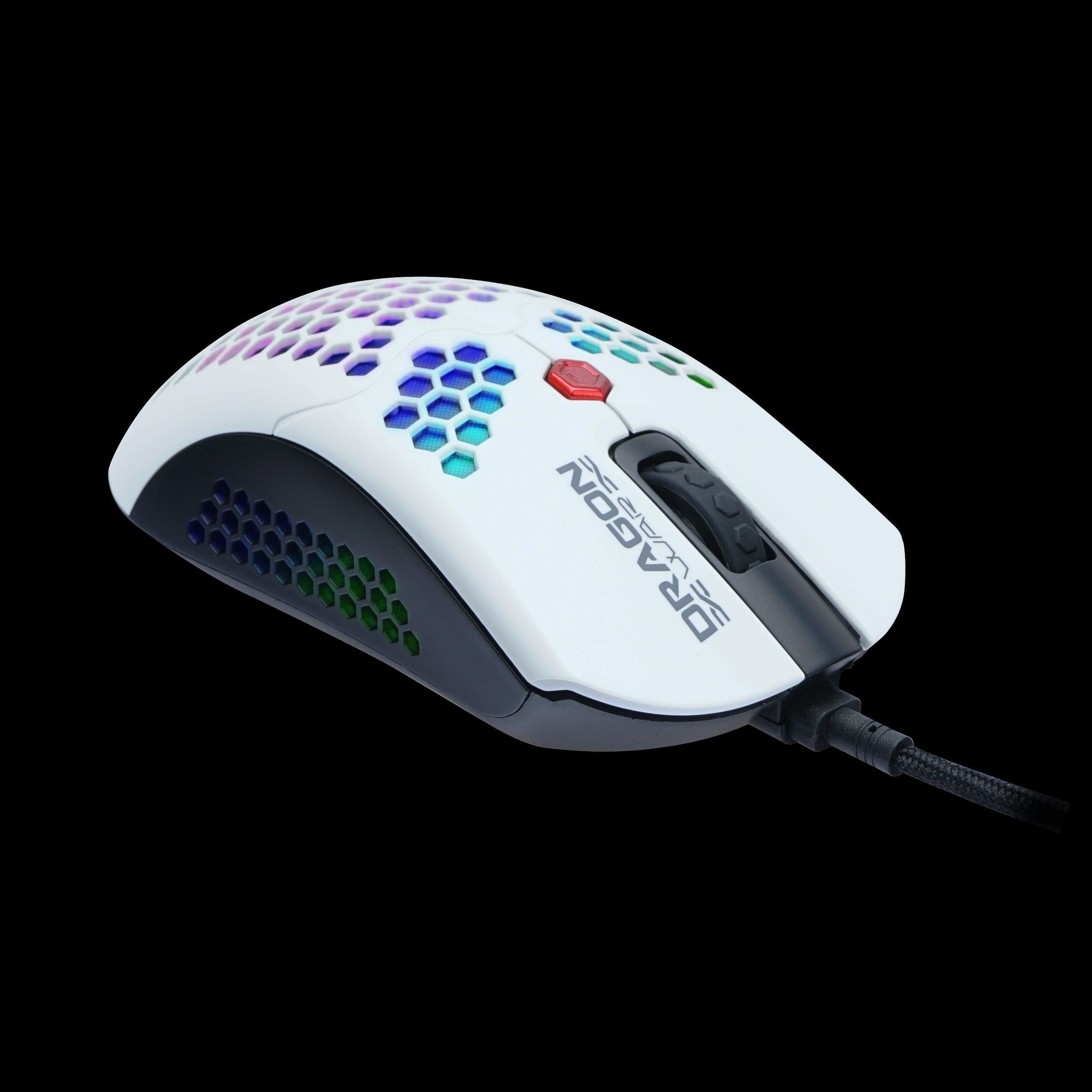 Dragonwar Ultra Light Honeycomb RGB Phoenix Pro Gaming Mouse White (ELE-G25-WH) - DataBlitz