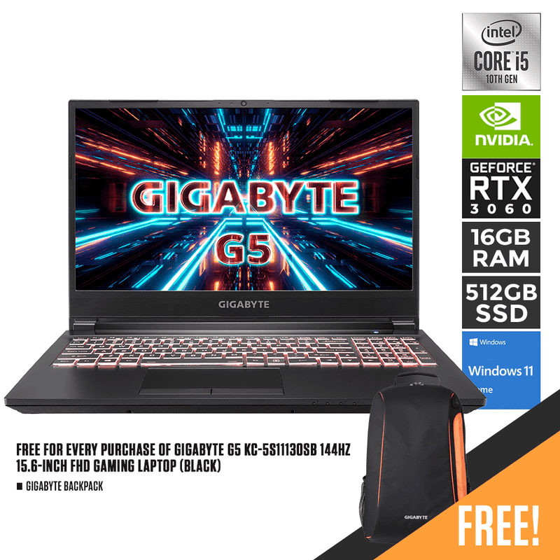 GIGABYTE 15.6 240Hz IPS i5-10500H RTX-3060 Gaming Laptop 16GB-RAM  512GB-NVMe
