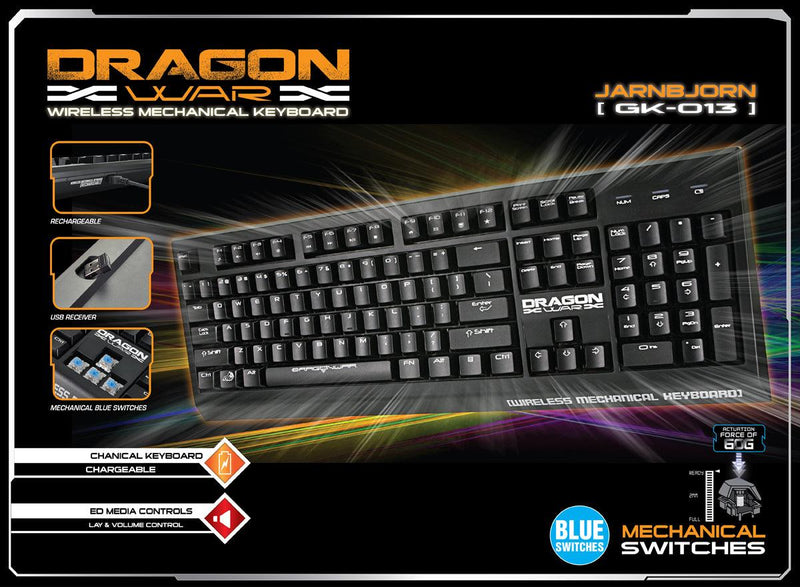 Dragonwar Rechargeable Wireless Mechanical Keyboard (GK-013-BK) - DataBlitz