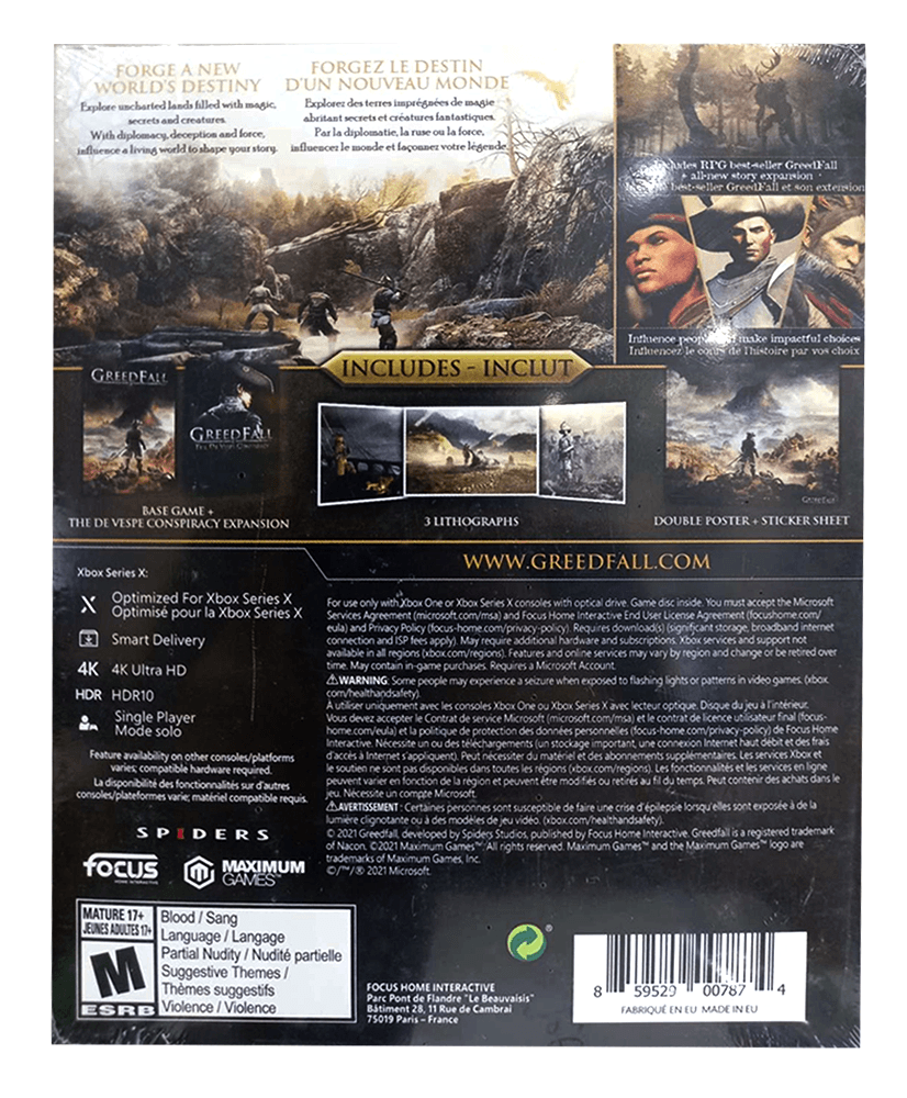 XBOXSX GREEDFALL GOLD EDITION (US) (ENG/FR) - DataBlitz
