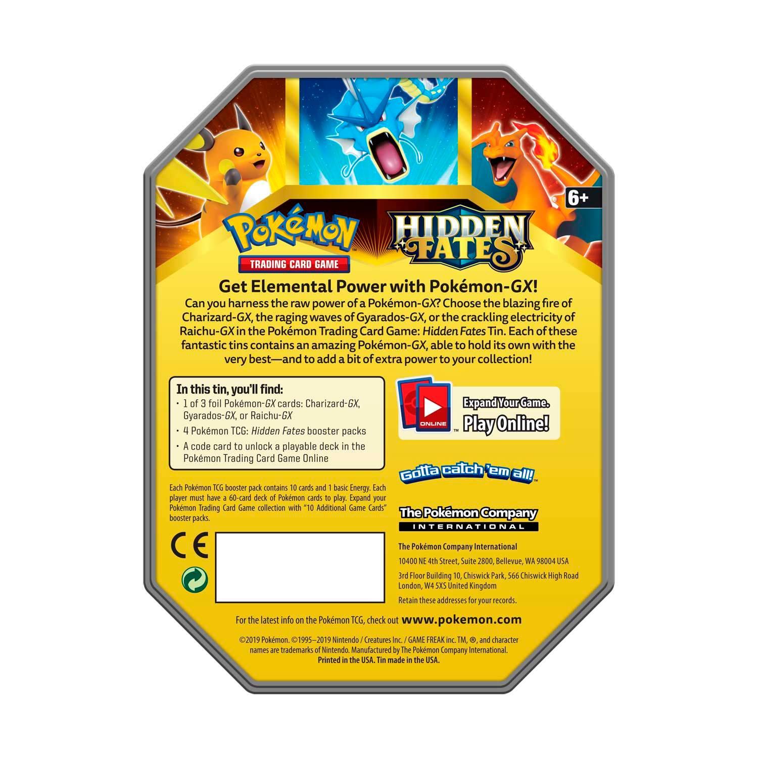 POKEMON TRADING CARD GAME HIDDEN FATES TIN (CHARIZARD GX) - DataBlitz