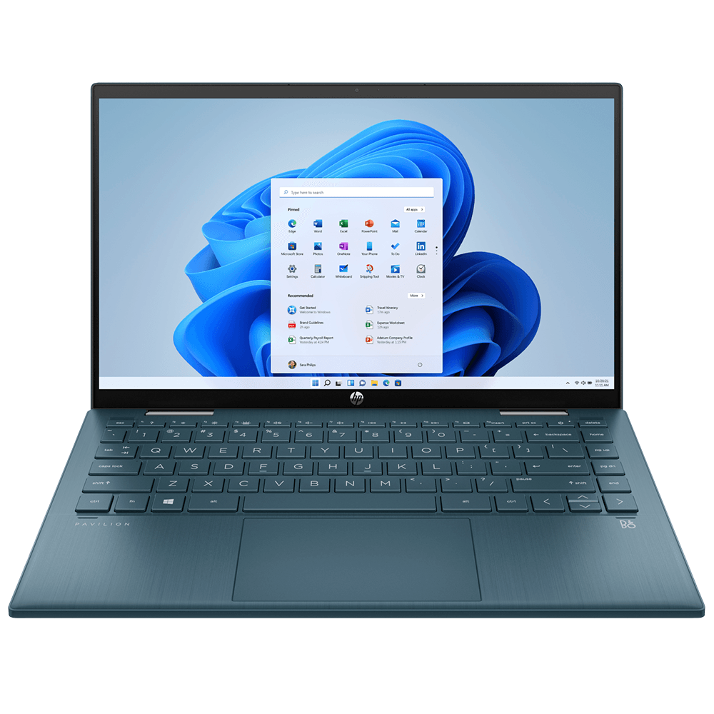 HP PAVILION X360 CONVERTIBLE 14-DY1028TU (SPRUCE BLUE) LAPTOP | 14” FHD | i7-1195G7 | 16GB DDR4 | 512GB SSD | IRIS XE | WIN11 + MS OFFICE HOME & STUDENT HP PRELUDE TOPLOAD BAG - DataBlitz