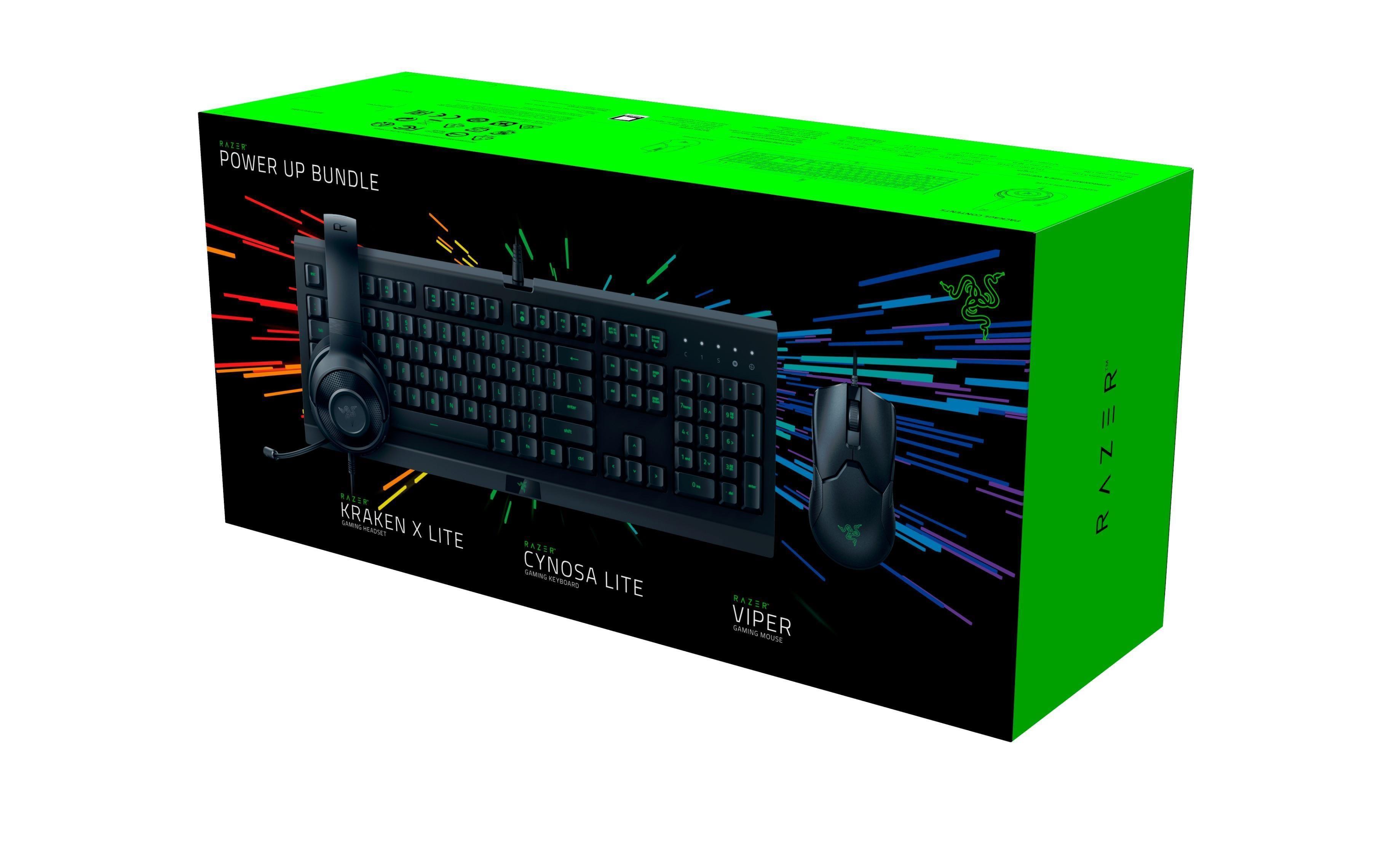 RAZER POWER UP BUNDLE (KRAKEN X LITE GAMING HEADSET + CYNOSA LITE GAMING KEYBOARD + VIPER GAMING MOUSE) - DataBlitz