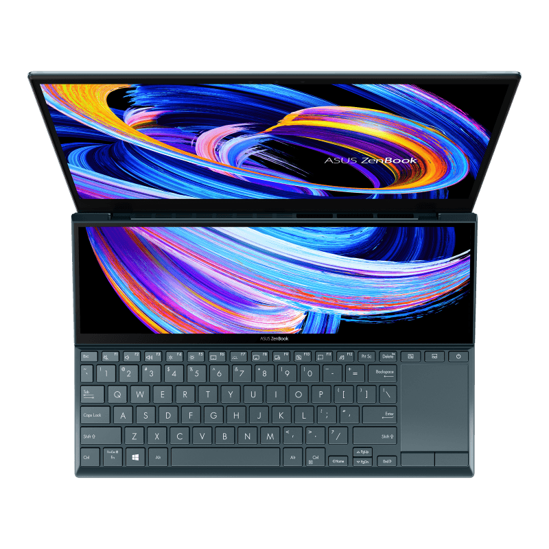 Asus Zenbook Duo 14 UX482EAR-HY341WS Touchscreen Laptop (Celestial Blue) | 14" FHD |  i5-1155G7 | 16GB LPDDR4X | 512GB SSD | Iris Xᵉ Graphics | Windows 11 Home | MS Office H&S 2021 | Sleeve | Stand | Stylus Pen - DataBlitz