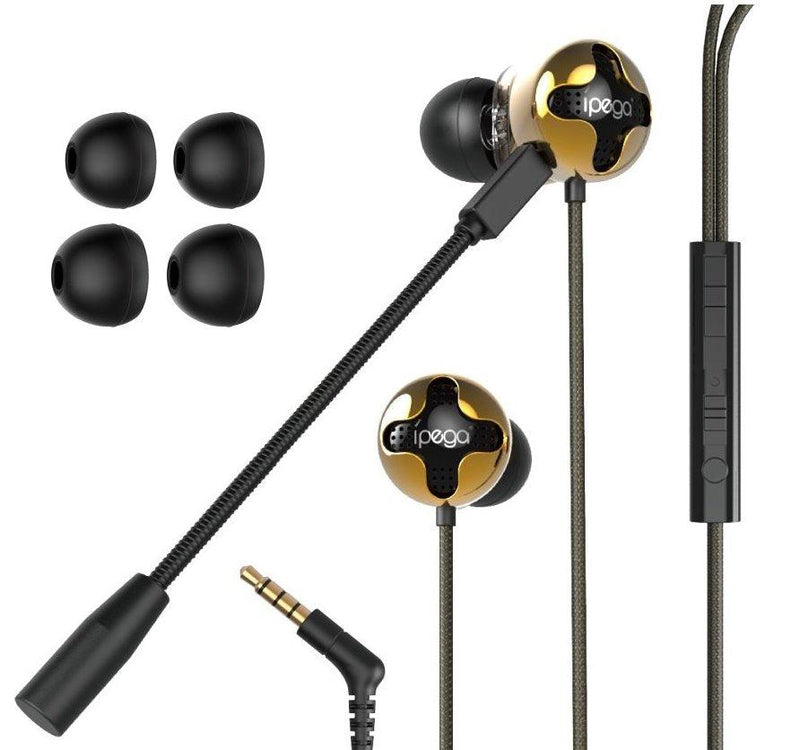 IPEGA GAMING EARPHONE HEADSET FOR P5/P4 SERIES/X-ONE SERIES/N-S/N-SL/MOBILE/TABLETS/PC (BLACK/GOLD) (PG-R012) - DataBlitz