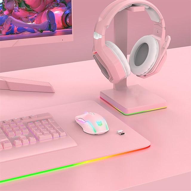 Onikuma CW905 3600 DPI Wireless Gaming Mouse 7 Buttons Design RGB (Pink) - DataBlitz