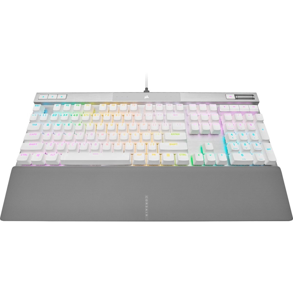 CORSAIR K70 RGB PRO Optical-Mechanical Gaming Keyboard with PBT Double Shot Pro Keycaps (White) - DataBlitz