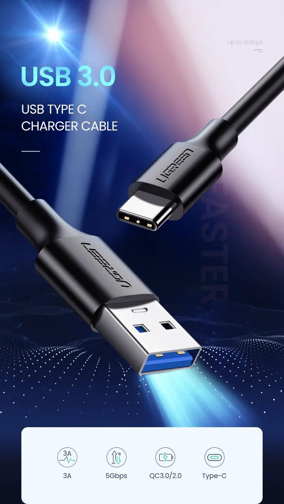 UGREEN USB 3.0 A Male To Type-C Male Cable Nickel Plating 0.5M (US184/20881) - DataBlitz