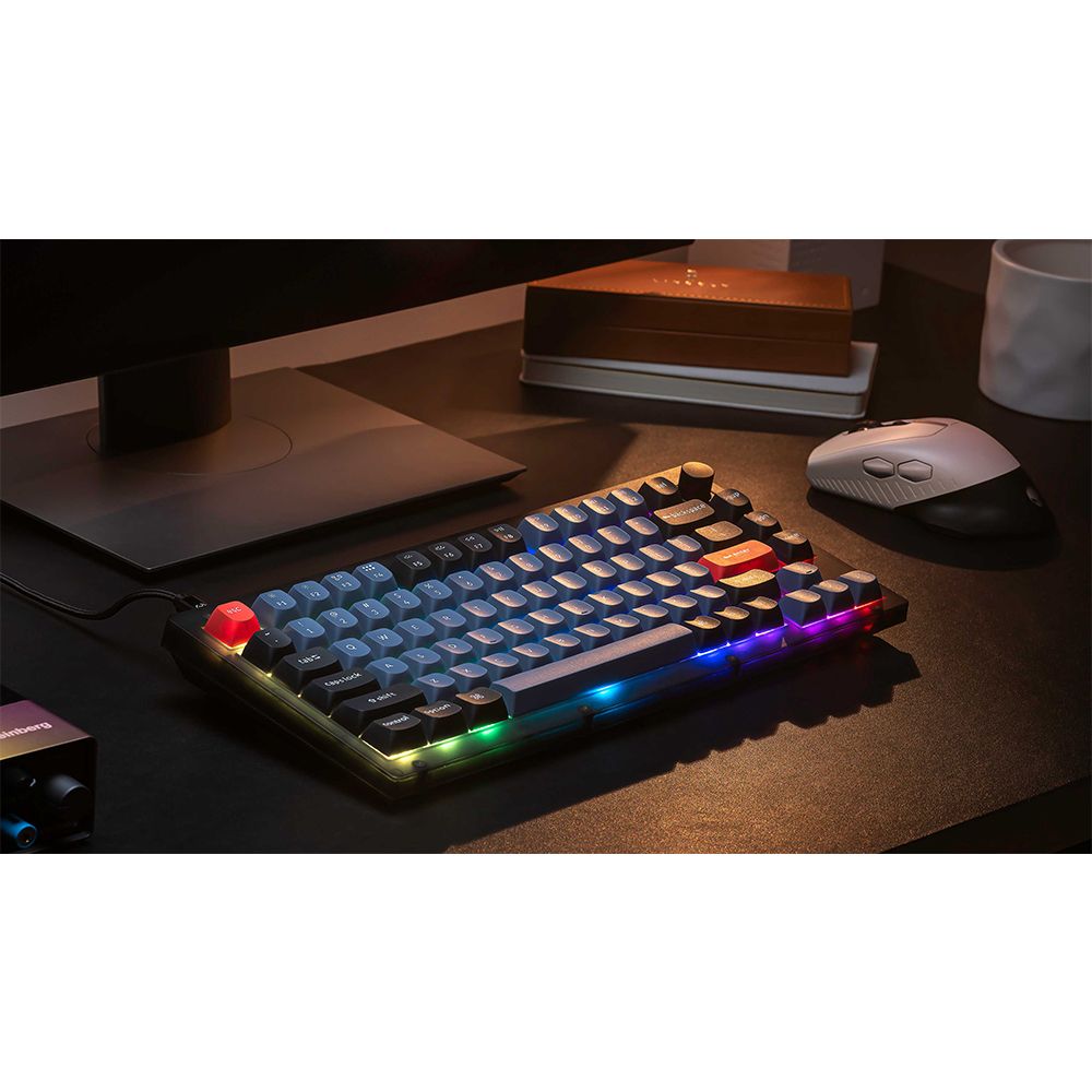 Keychron V1 QMK Knob Version RGB Backlight Hot-Swappable Wired Mechanical Keyboard - Carbon Black Non-Transparent (Red Switch) (V1D1) Media 1 of 6