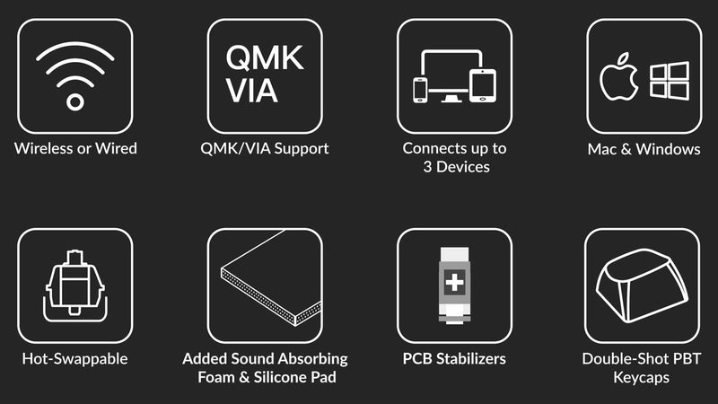 Keychron K8 Pro QMK/VIA RGB Backlight Hot-Swappable Wireless Mechanical Keyboard (Gateron G Pro Brown Switch) (K8P-H3)