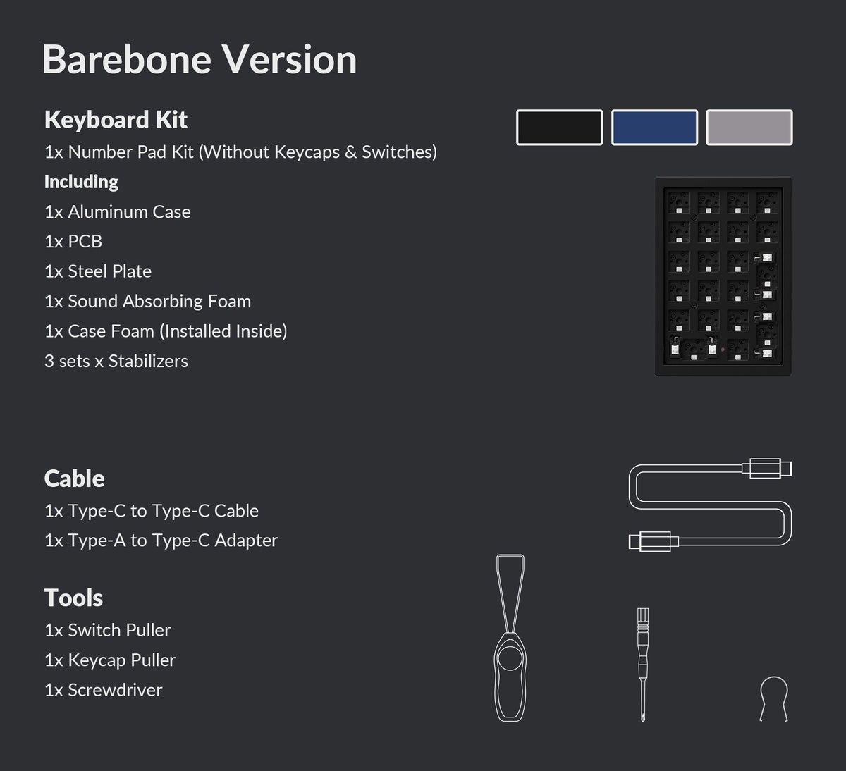 Keychron Q0 QMK Barebone Custom Number Pad (Silver Grey) (Q0A2) - DataBlitz