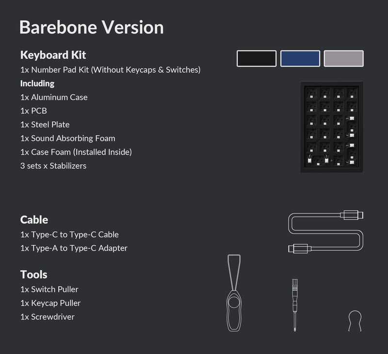 Keychron Q0 QMK Barebone Custom Number Pad (Navy Blue) (Q0A3) - DataBlitz
