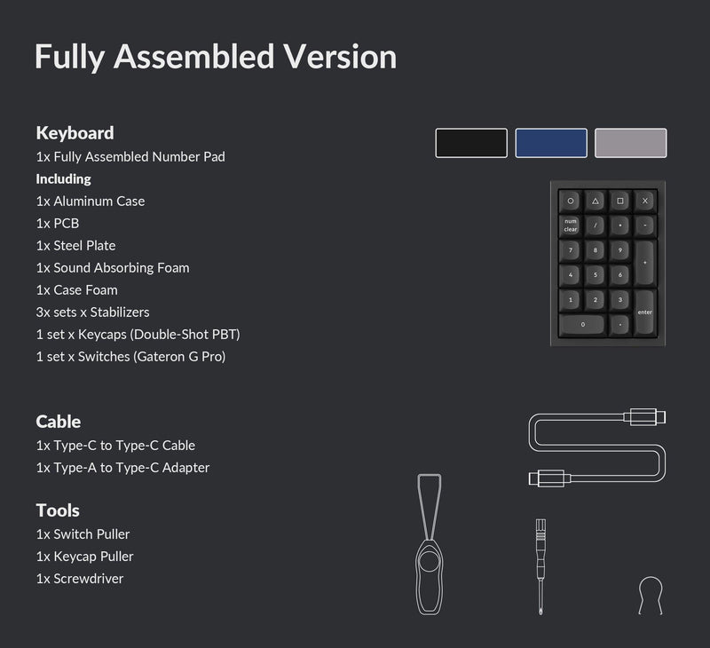 Keychron Q0 QMK Fully Assembled Custom Navy Blue Number Pad (Gateron G Pro Brown Switch) (Q0J3) - DataBlitz