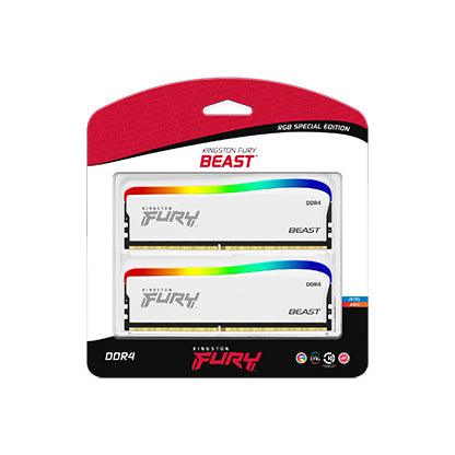 Kingston Fury Beast 16GB (2X8GB) DDR4 RGB SE 3600MT/S Memory (White) (KF436C17BWAK2/16) - DataBlitz