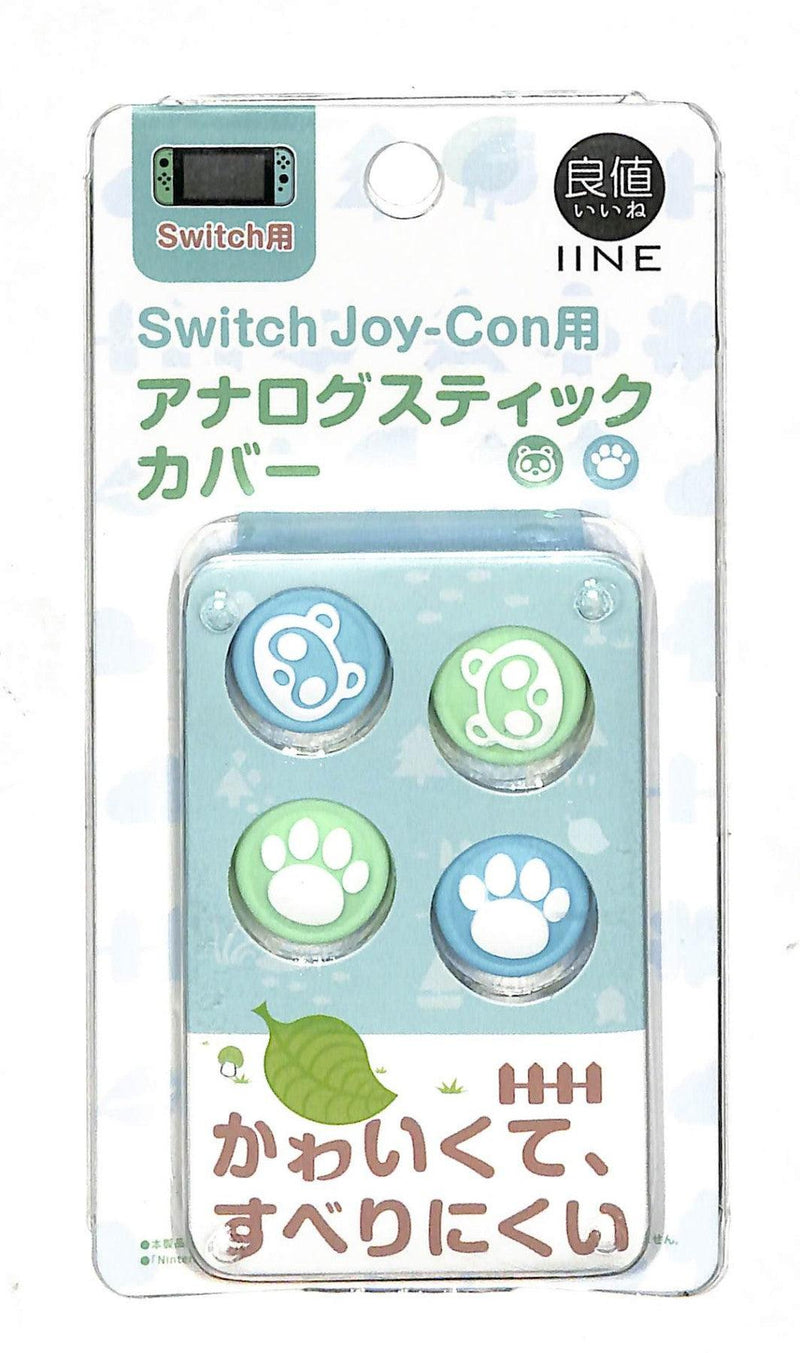 IINE NSW ANALOG CAPS FOR JOY-CON ANIMAL CROSSING GREEN/BLUE BEAR + PAW (L326) - DataBlitz