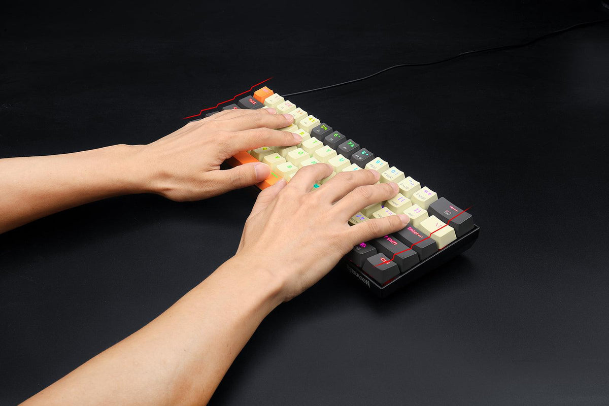 Redragon Caraxes Pro Exclusive X1.2 Big Keycap RGB Mechanical Keyboard (Dust-Proof Red Switch) (Cream-Gray-Orange) (K644CG0-RGB-PRO) - DataBlitz