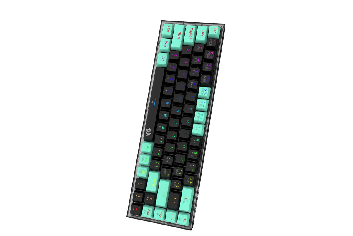 Redragon Castor Pro Wired/2.4G/BT 68-Keys RGB Gaming Keyboard - Yellow Switch (Black/Green) (K631RGB-PRO-BG) - DataBlitz