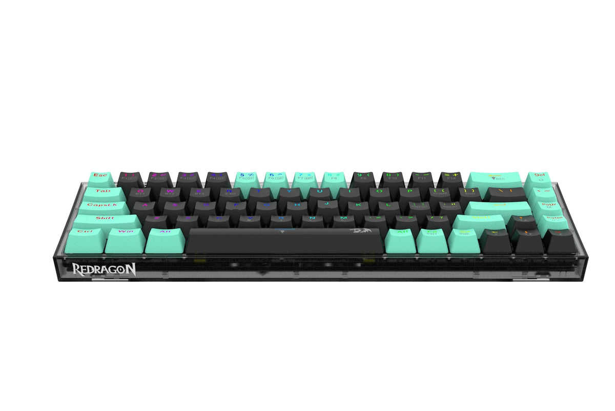 Redragon Castor Pro Wired/2.4G/BT 68-Keys RGB Gaming Keyboard - Yellow Switch (Black/Green) (K631RGB-PRO-BG) - DataBlitz