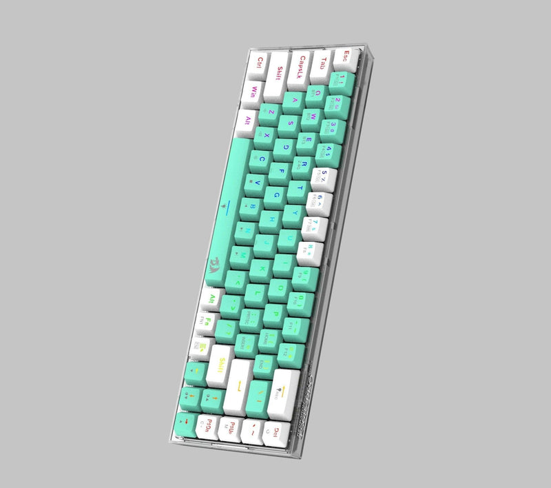Redragon Castor Pro Wired/2.4G/BT 68-Keys RGB Gaming Keyboard - Yellow Switch (Green/White) (K631RGB-PRO-GW) - DataBlitz