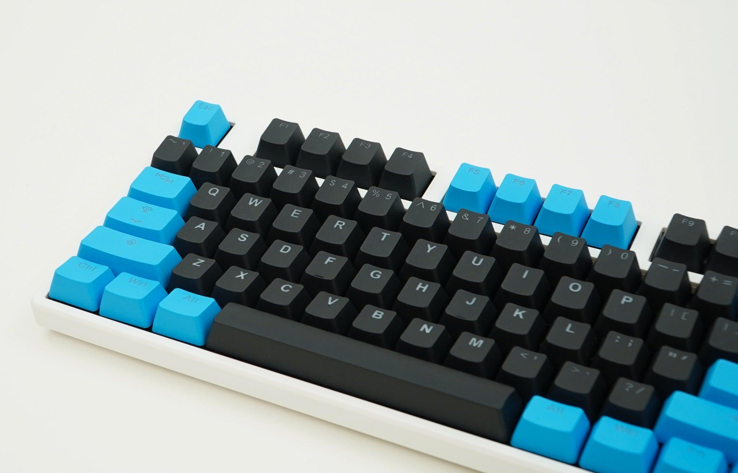 TAIHAO DOUBLE SHOT PBT BACKLIT KEYCAPS SET FOR CHERRY MX SWITCH (114-KEYS) (BLACK/DEEPSKY BLUE) (C22BK201) - DataBlitz