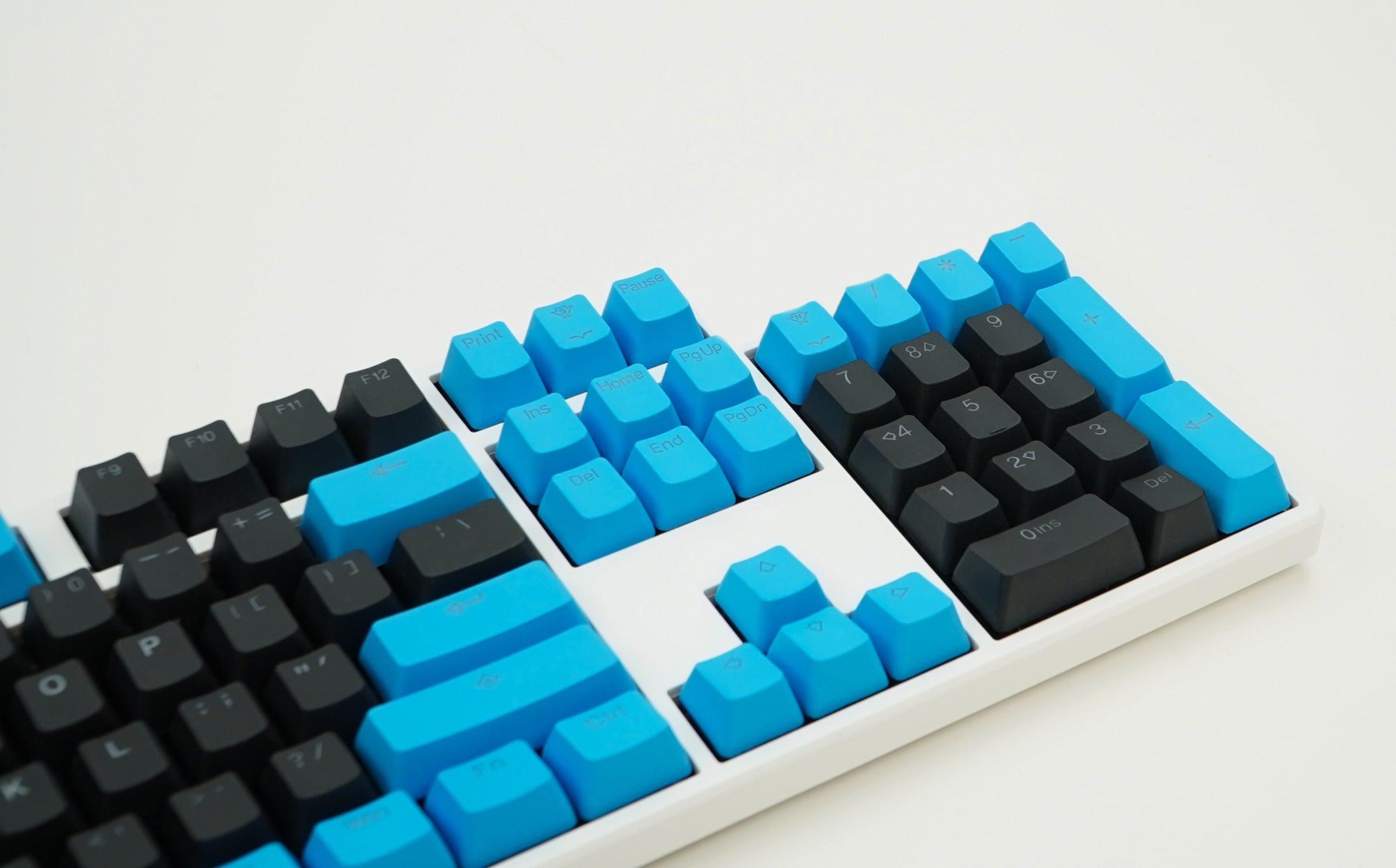 TAIHAO DOUBLE SHOT PBT BACKLIT KEYCAPS SET FOR CHERRY MX SWITCH (114-KEYS) (BLACK/DEEPSKY BLUE) (C22BK201) - DataBlitz
