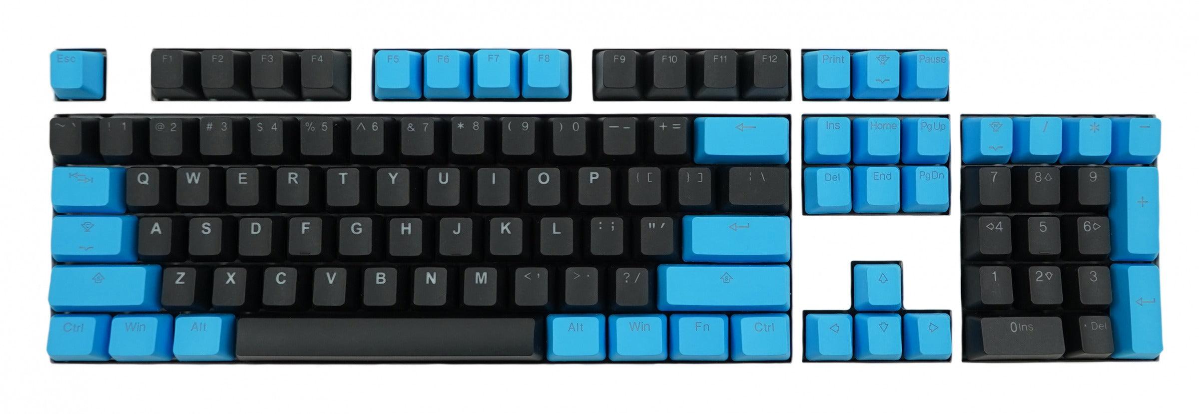 TAIHAO DOUBLE SHOT PBT BACKLIT KEYCAPS SET FOR CHERRY MX SWITCH (114-KEYS) (BLACK/DEEPSKY BLUE) (C22BK201) - DataBlitz